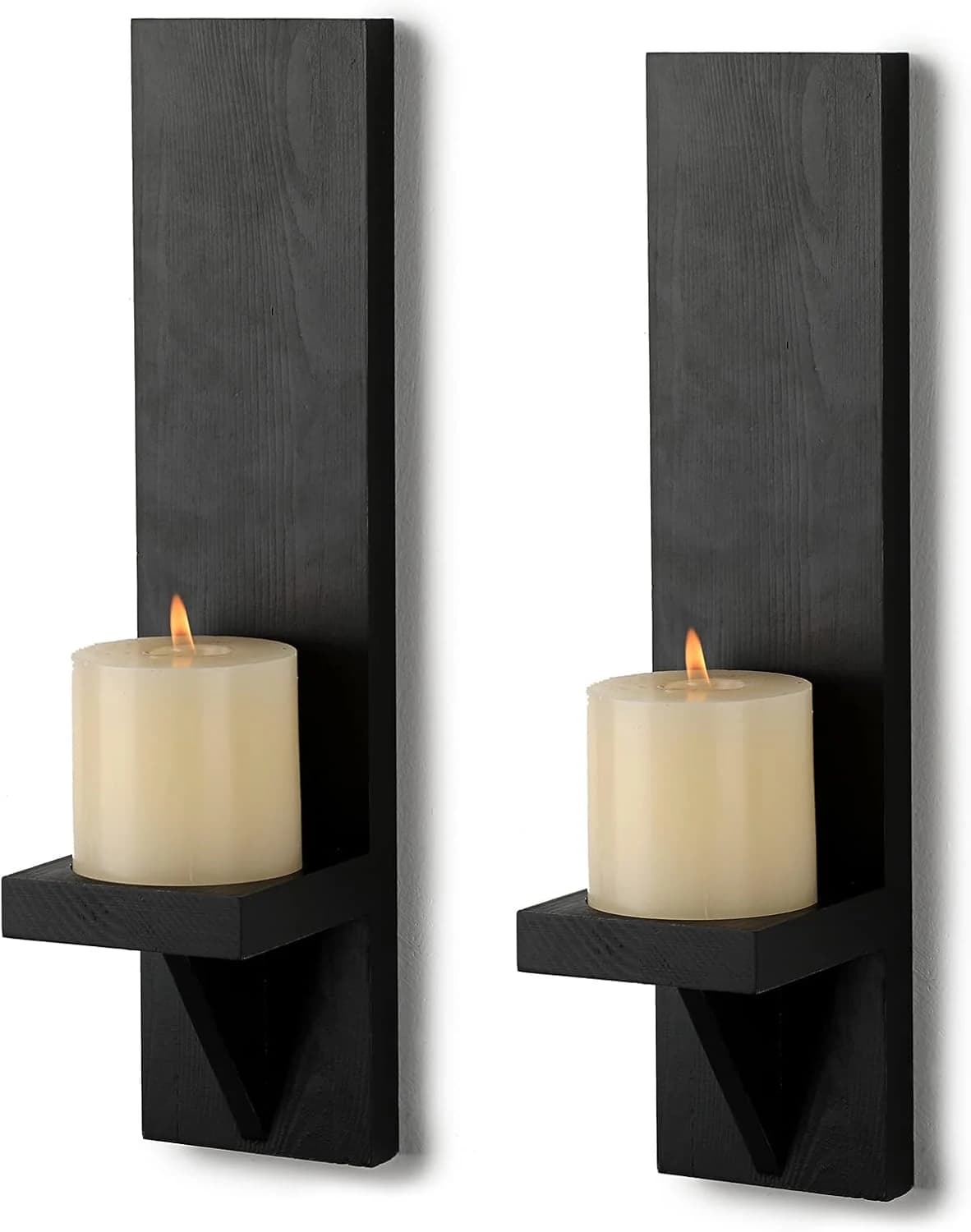 Candelabro de pared de madera, 2 apliques rústicos para colgar en la pared
